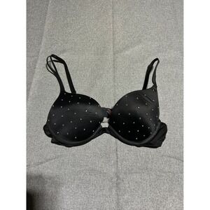 Victoria's Secret Very Sexy Push Up Bra Women 34B Black Rhinestone‎ bedazzled